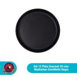 A-1 Set de 12 platos Gourmet negro manhattan semi matte 20, 24 cms.